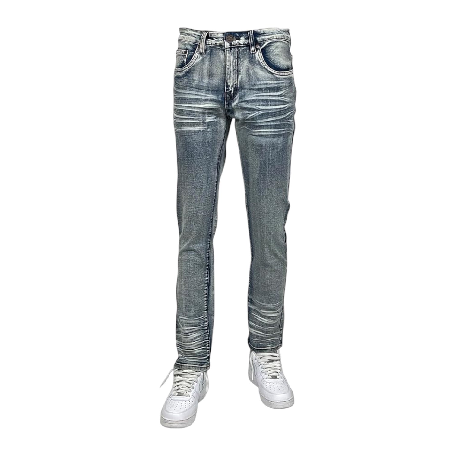 BLIND TRUST: Washed Slim Jeans BTP24082